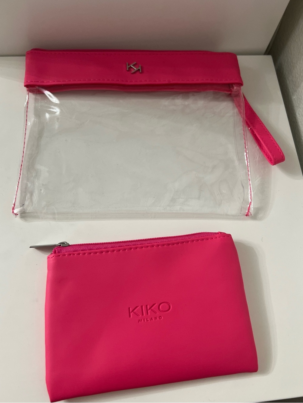 Kiko Hot Pink Clear Travel Pouch Set